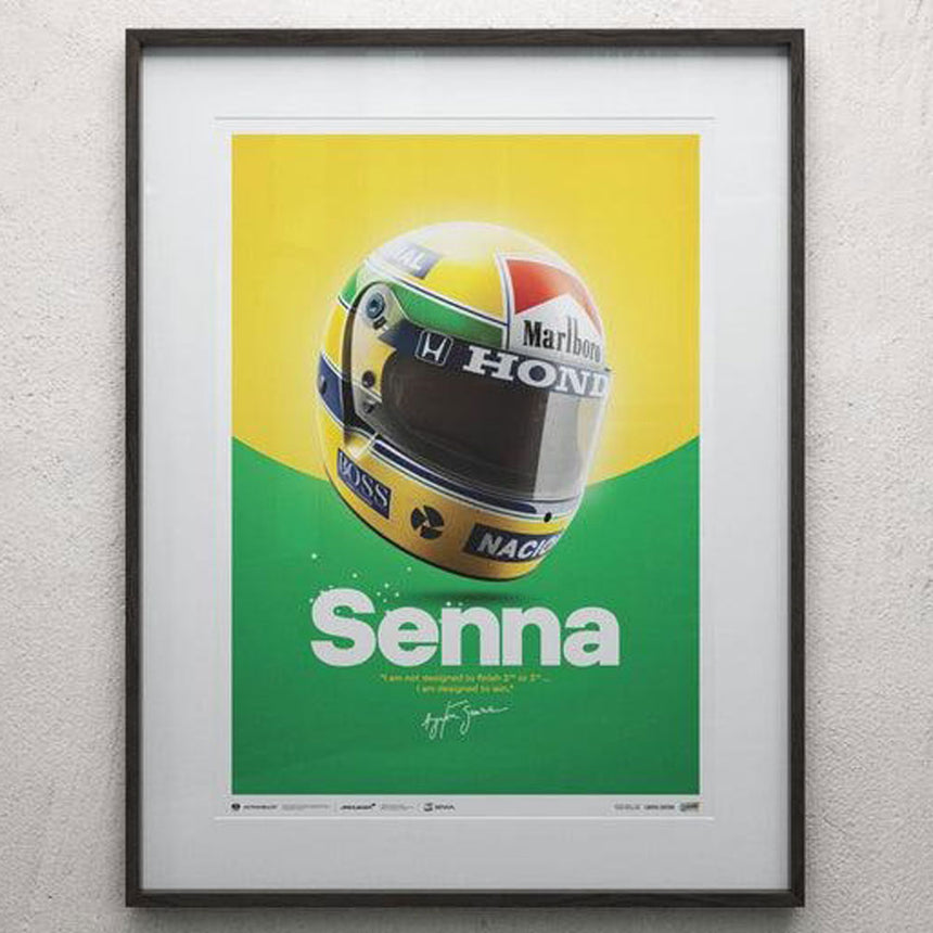 Automobilist McLaren MP4/4 Ayrton Senna Helmet San Marino GP 1988 Print Poster