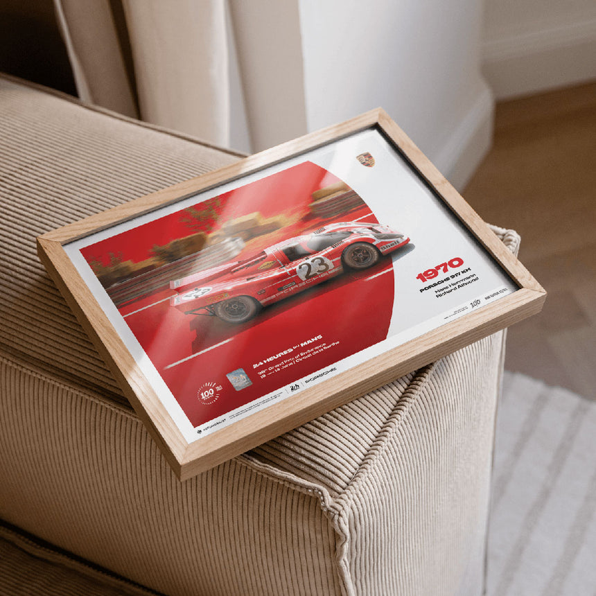 Automobilist Porsche 917 KH 1970 24h Le Mans H Herrmann, R Attwood Print Poster