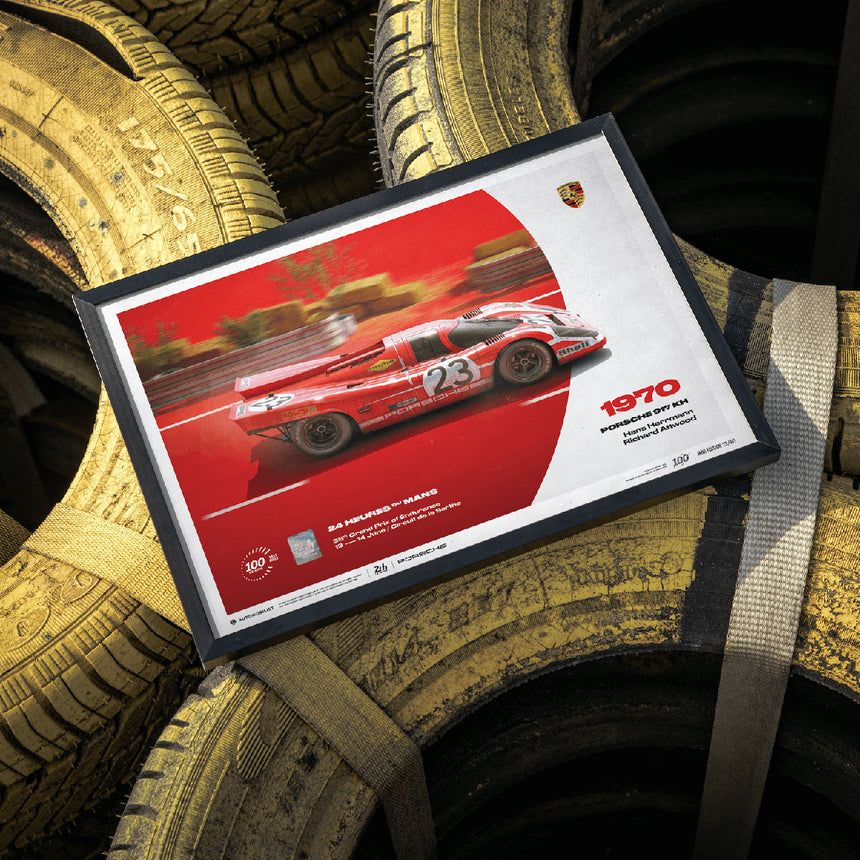 Automobilist Porsche 917 KH 1970 24h Le Mans H Herrmann, R Attwood Print Poster