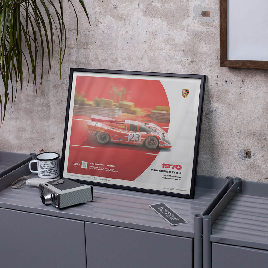Automobilist Porsche 917 KH 1970 24h Le Mans H Herrmann, R Attwood Print Poster