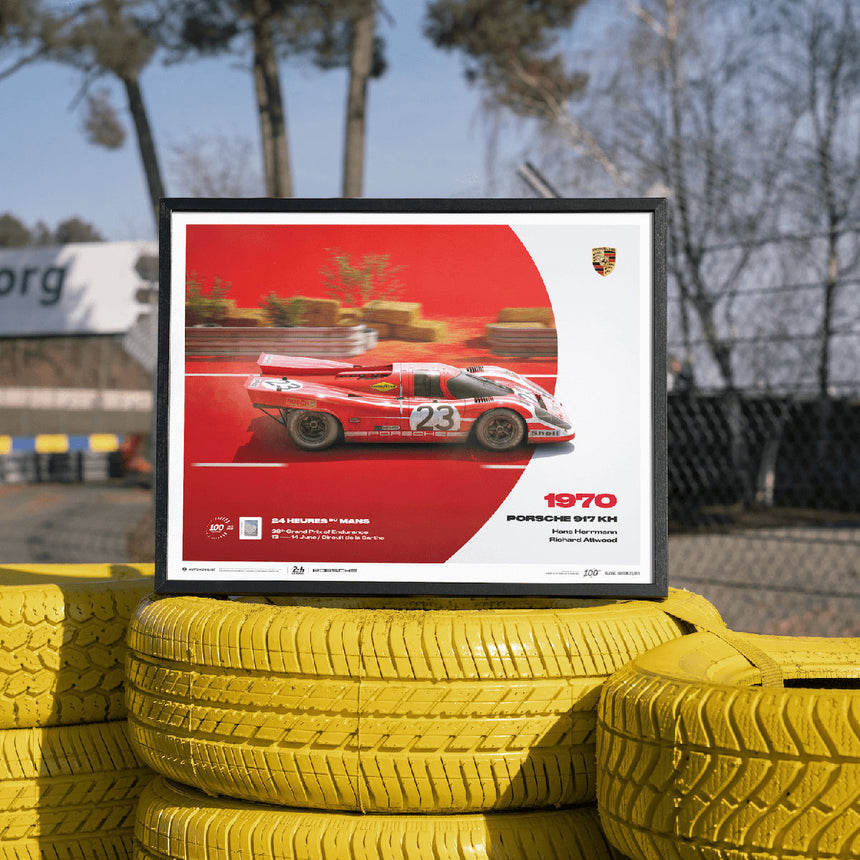 Automobilist Porsche 917 KH 1970 24h Le Mans H Herrmann, R Attwood Print Poster