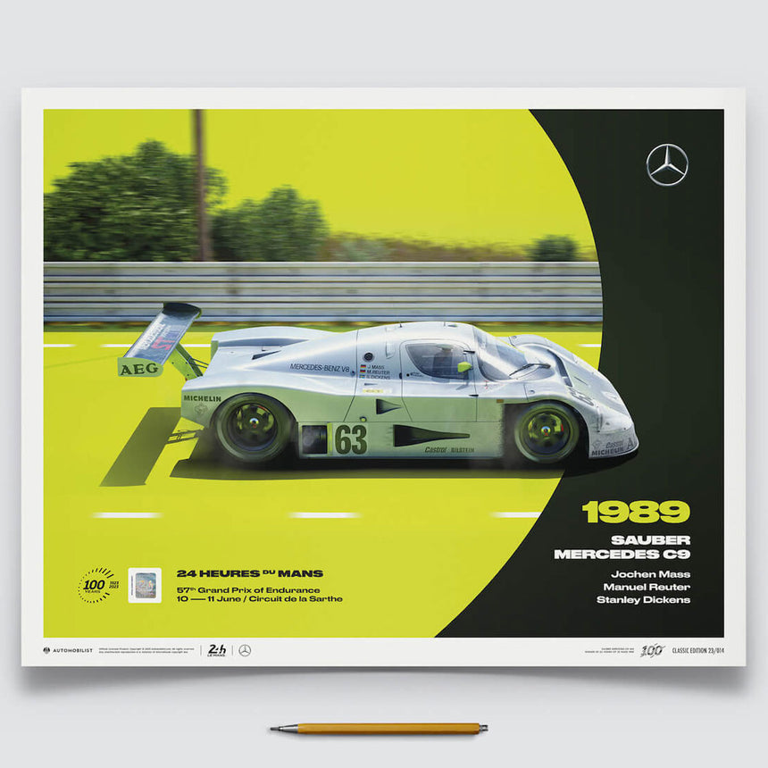 Automobilist Sauber Mercedes C9 1989 100th Anniversary 24h Le Mans Print Poster