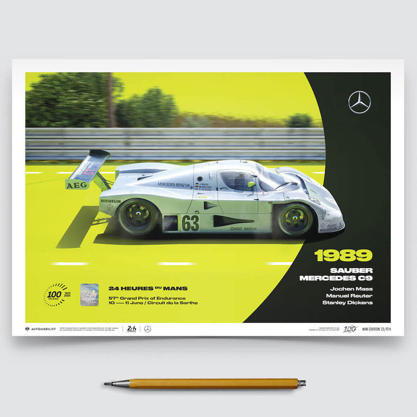 Automobilist Sauber Mercedes C9 1989 100th Anniversary 24h Le Mans Print Poster