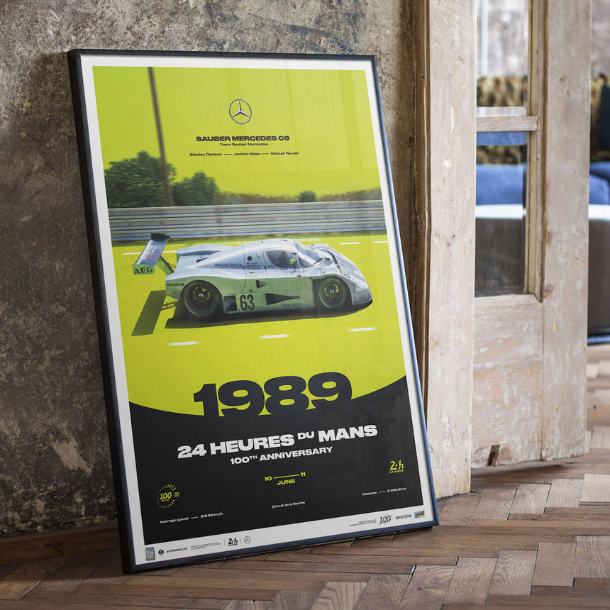 Automobilist Sauber Mercedes C9 1989 100th Anniversary 24h Le Mans Print Poster