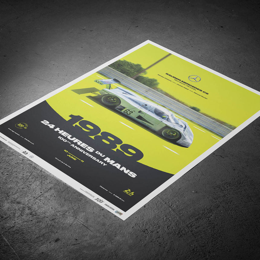 Automobilist Sauber Mercedes C9 1989 100th Anniversary 24h Le Mans Print Poster