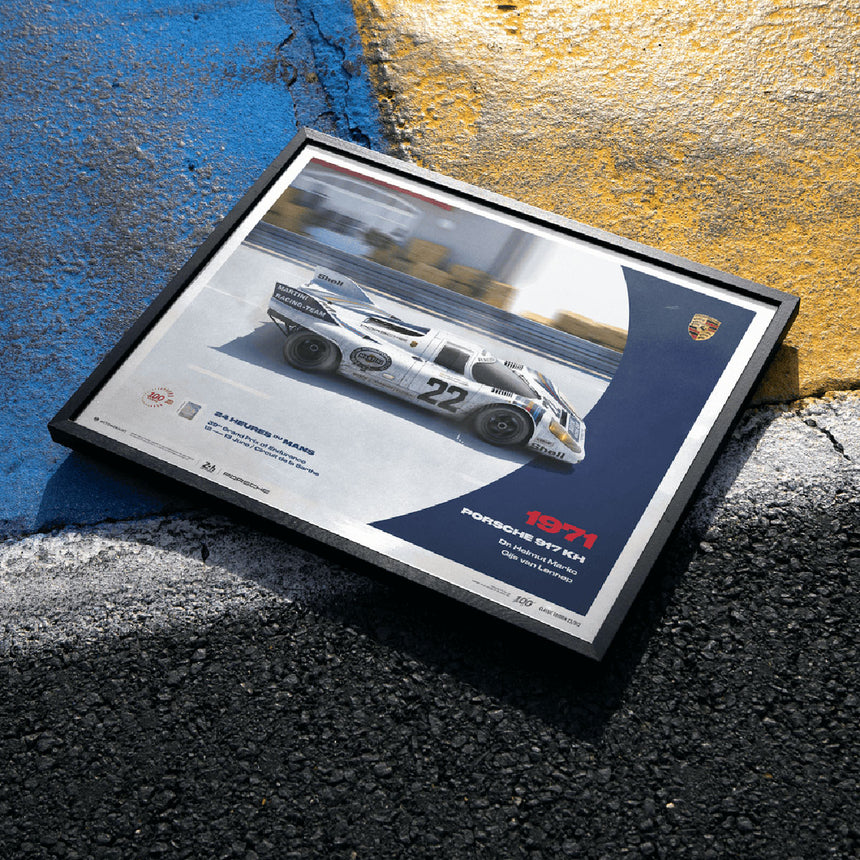 Automobilist Porsche 917 KH 1971 24h Le Mans G van Lennep, H Marko Print Poster
