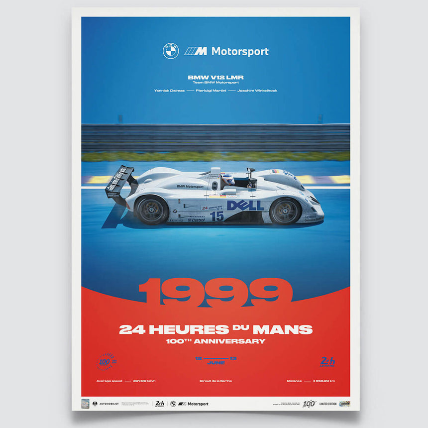 Automobilist BMW V12 LMR 1999 100th Anniversary 24h Le Mans Print Poster