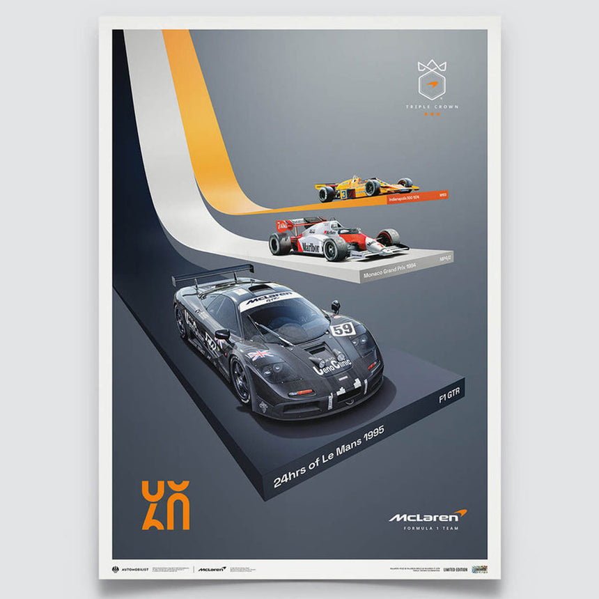 Automobilist McLaren Racing 2023 The Triple Crown 60th Anniversary Print Poster