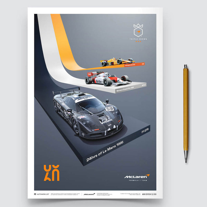 Automobilist McLaren Racing 2023 The Triple Crown 60th Anniversary Print Poster