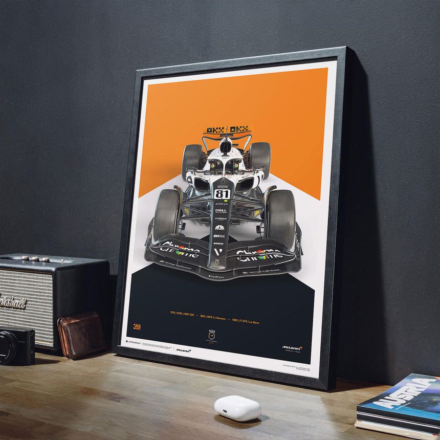 Automobilist McLaren Formula 1 Team Oscar Piastri Triple Crown Livery Print Poster
