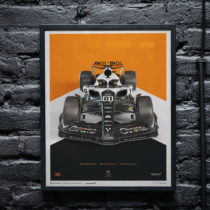 Automobilist McLaren Formula 1 Team Oscar Piastri Triple Crown Livery Print Poster