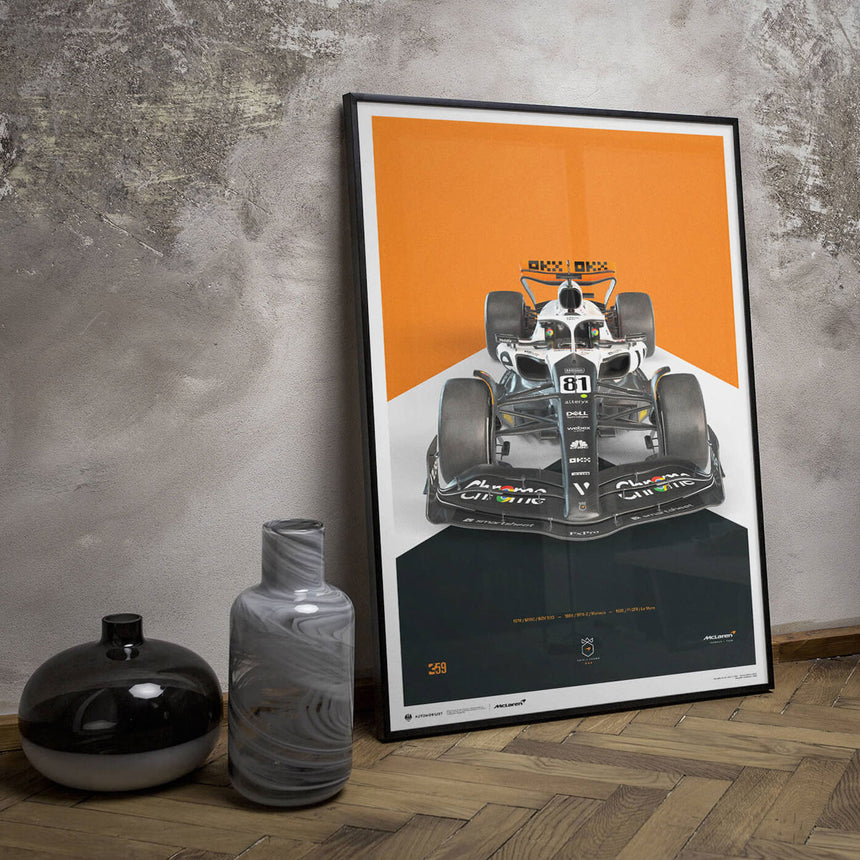 Automobilist McLaren Formula 1 Team Oscar Piastri Triple Crown Livery Print Poster