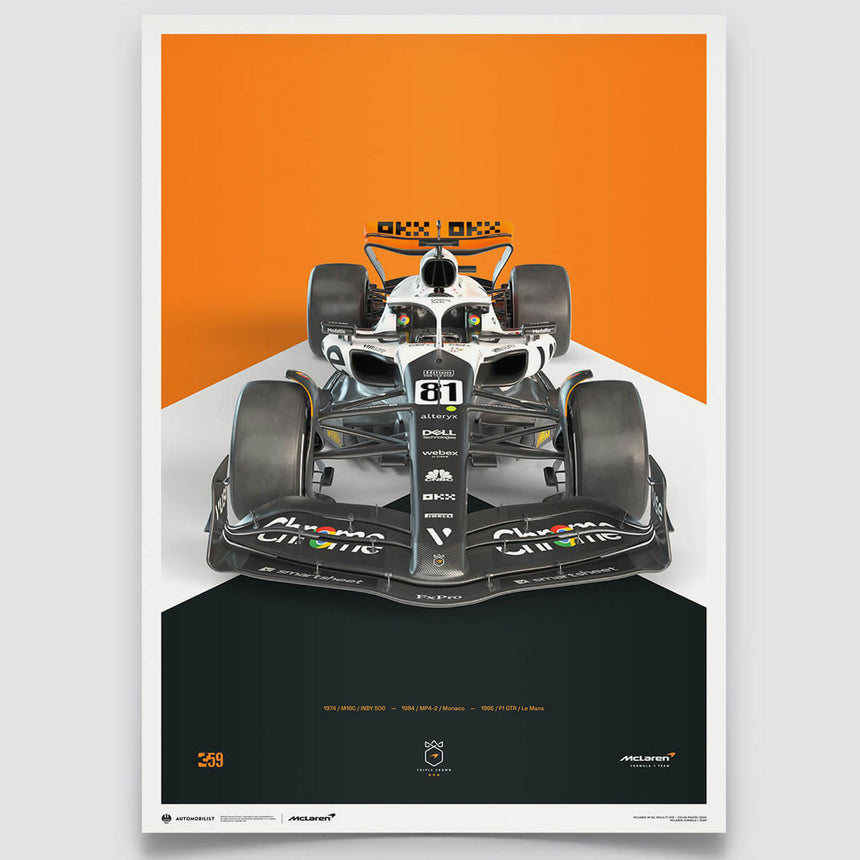 Automobilist McLaren Formula 1 Team Oscar Piastri Triple Crown Livery Print Poster