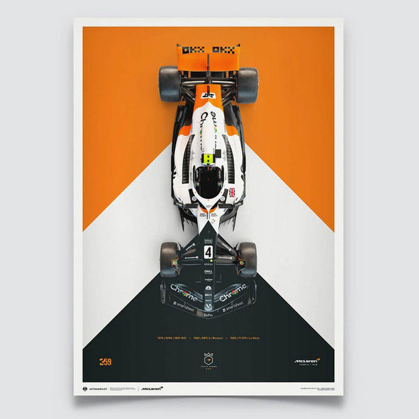 Automobilist McLaren Formula 1 Lando Norris Triple Crown Livery 2023 Print Poster