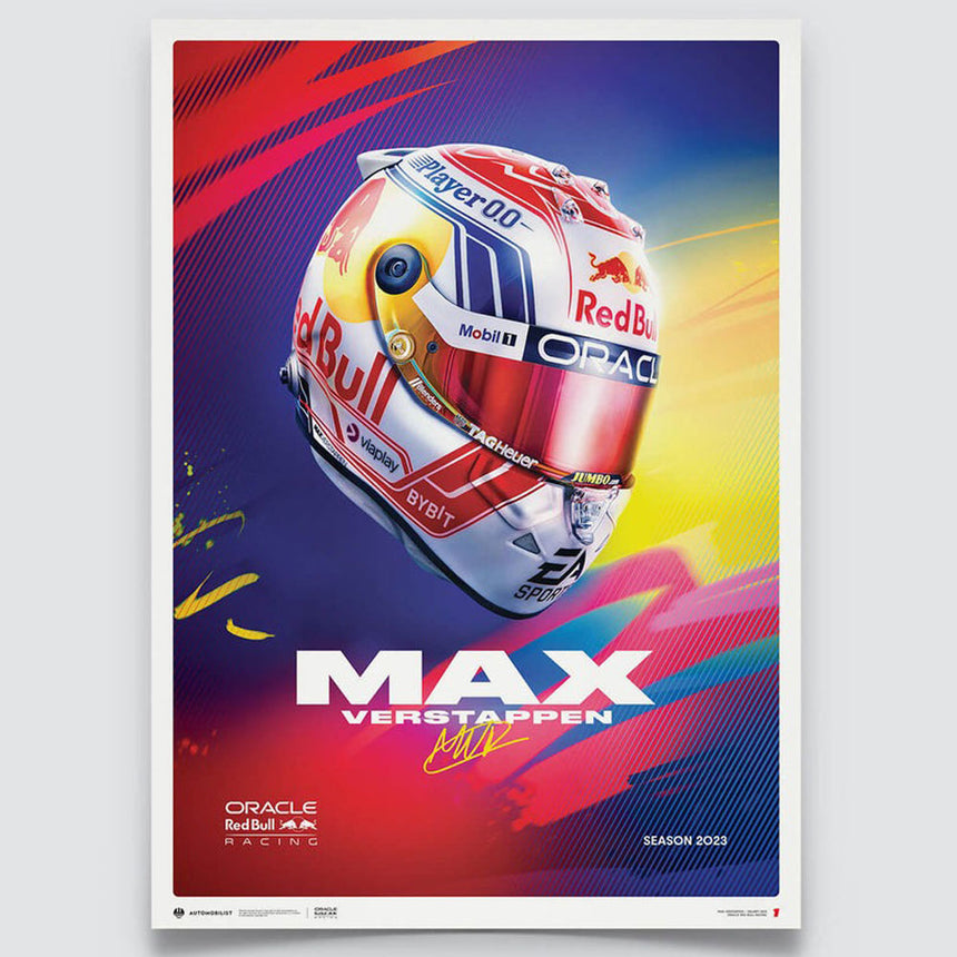 Automobilist Oracle Red Bull Racing Max Verstappen Helmet 2023 Print Poster