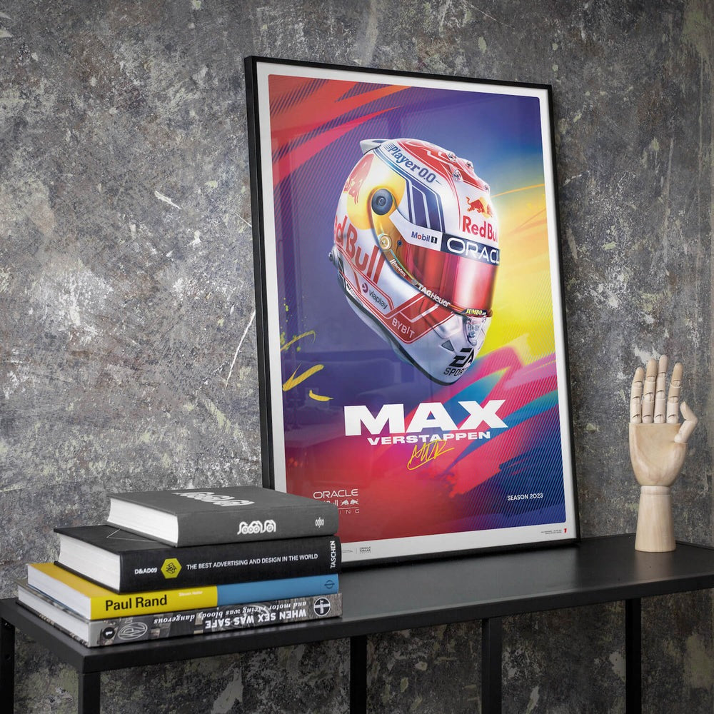 Automobilist Oracle Red Bull Racing Max Verstappen Helmet 2023 Print Poster