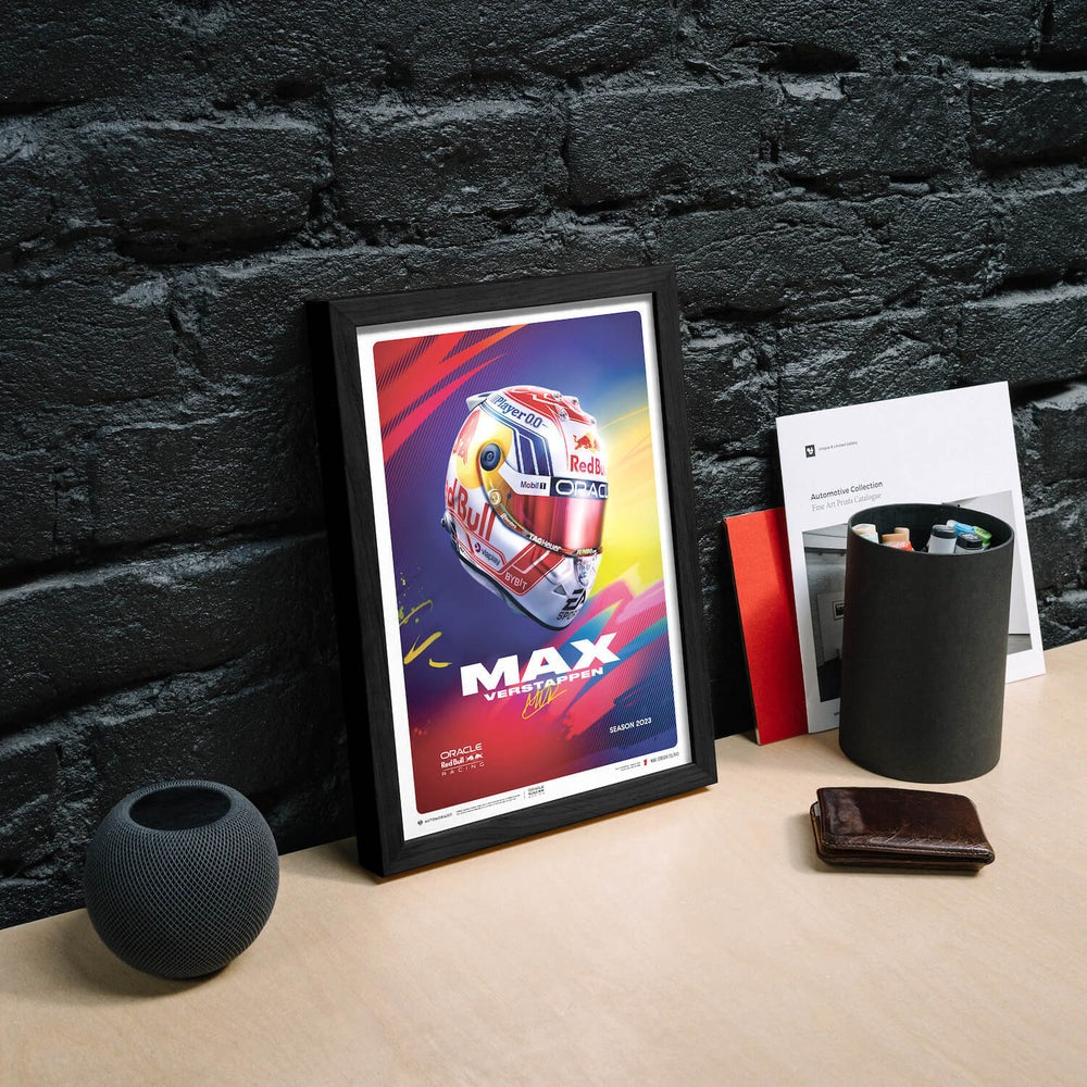 Automobilist Oracle Red Bull Racing Max Verstappen Helmet 2023 Print Poster