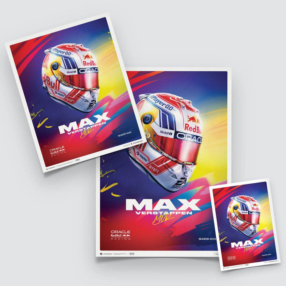 Automobilist Oracle Red Bull Racing Max Verstappen Helmet 2023 Print Poster