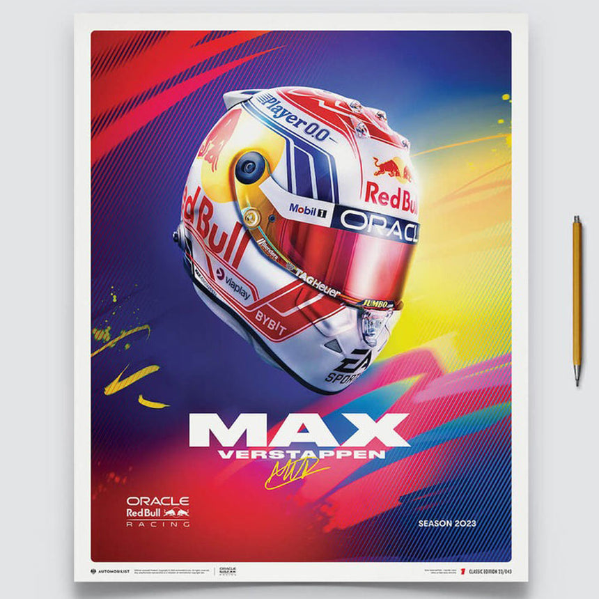 Automobilist Oracle Red Bull Racing Max Verstappen Helmet 2023 Print Poster