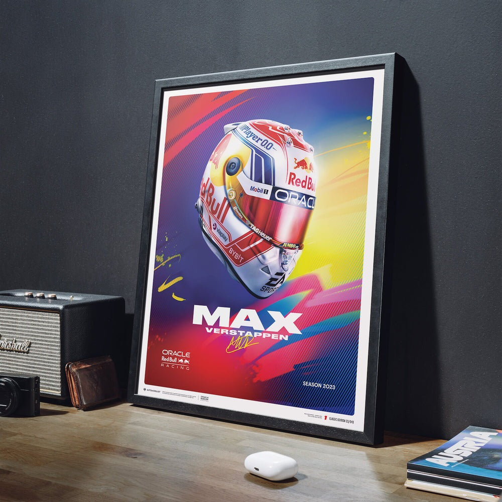 Automobilist Oracle Red Bull Racing Max Verstappen Helmet 2023 Print Poster
