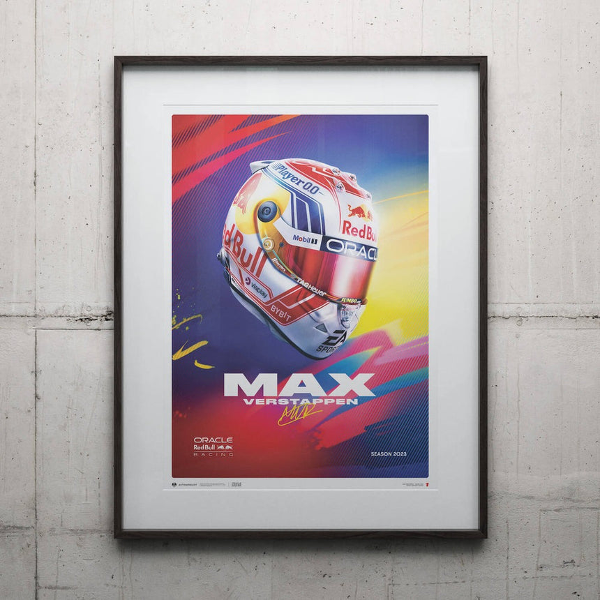 Automobilist Oracle Red Bull Racing Max Verstappen Helmet 2023 Print Poster