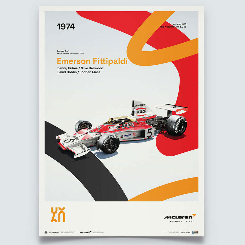 Automobilist McLaren Racing M23 1974 60th Anniversary Print Poster