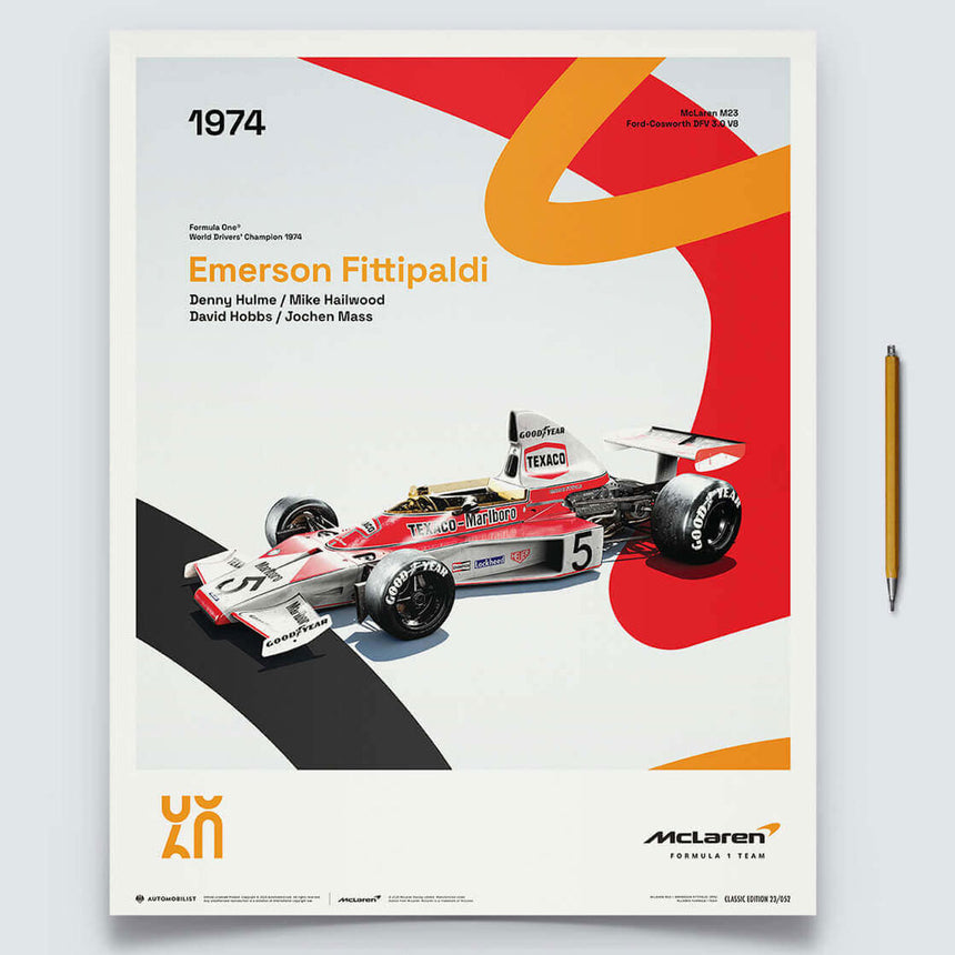 Automobilist McLaren Racing M23 1974 60th Anniversary Print Poster