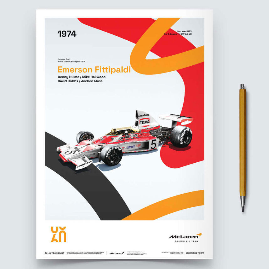 Automobilist McLaren Racing M23 1974 60th Anniversary Print Poster