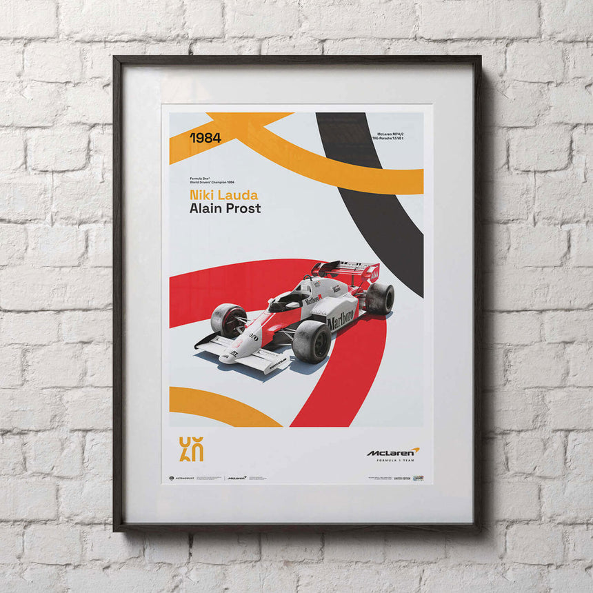 Automobilist McLaren Racing MP4/2 1984 Alain Prost, Niki Lauda Print Poster