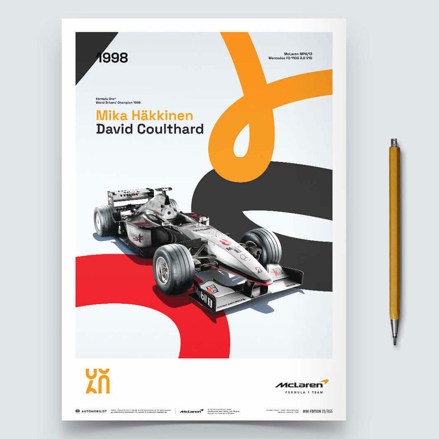 Automobilist McLaren Racing MP4/13 1998 60th Anniversary Print Poster