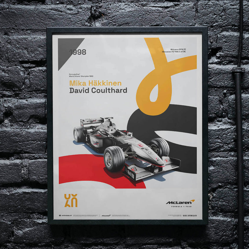 Automobilist McLaren Racing MP4/13 1998 60th Anniversary Print Poster