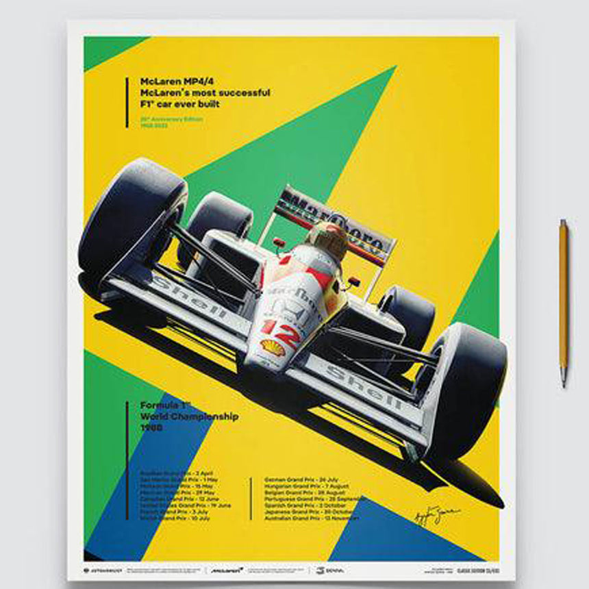 Automobilist McLaren MP4/4 Ayrton Senna San Marino GP 1988 Print Poster