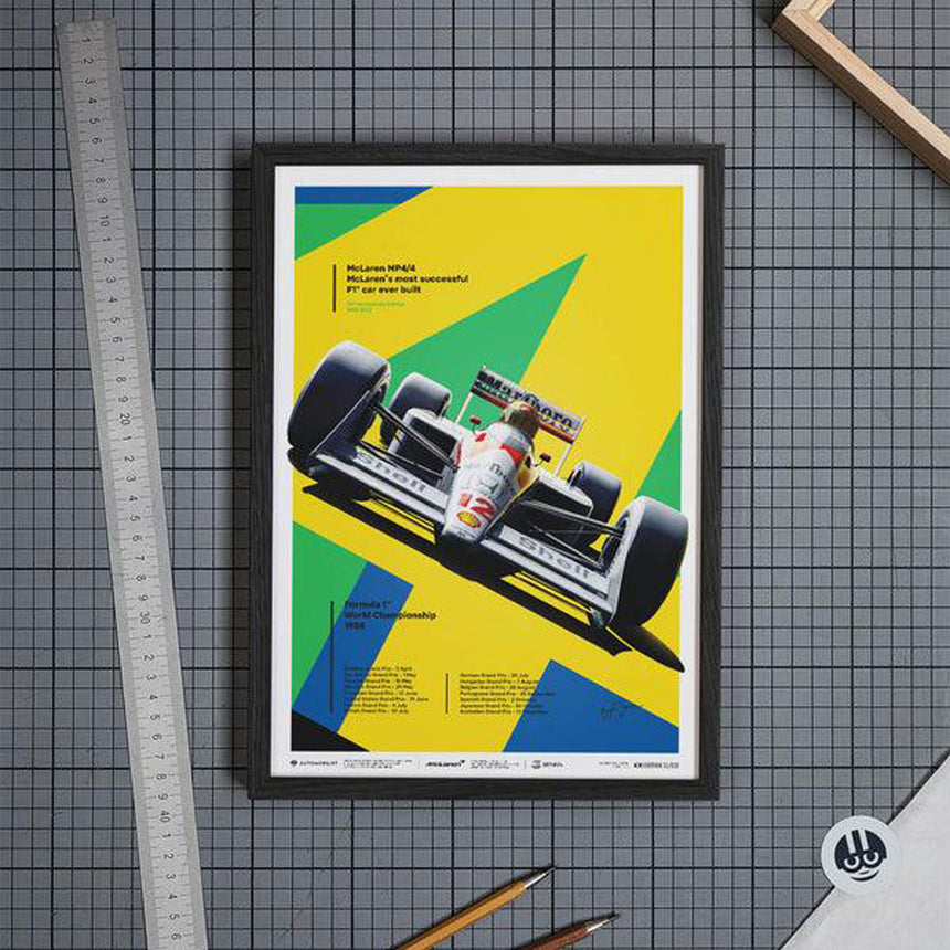 Automobilist McLaren MP4/4 Ayrton Senna San Marino GP 1988 Print Poster