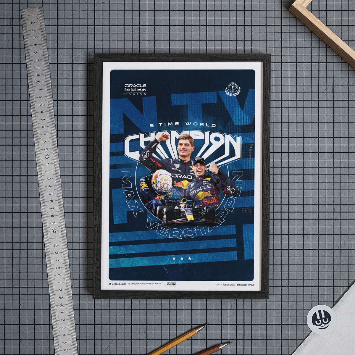 Automobilist Red Bull Racing Max Verstappen Drivers Champion 2023 Print Poster