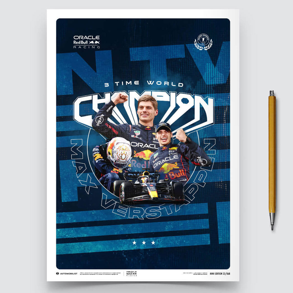 Automobilist Red Bull Racing Max Verstappen Drivers Champion 2023 Print Poster