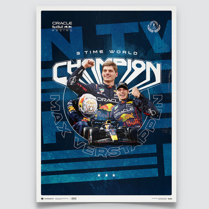 Automobilist Red Bull Racing Max Verstappen Drivers Champion 2023 Print Poster
