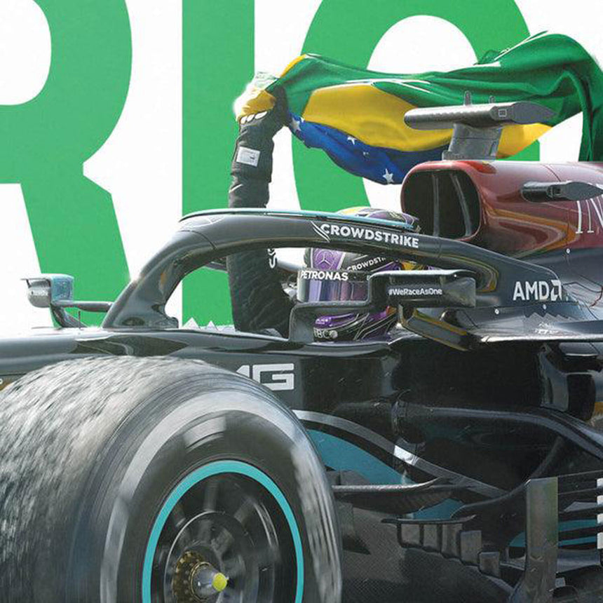 Automobilist Mercedes AMG Petronas F1 Lewis Hamilton Brasil 2021 Print Poster