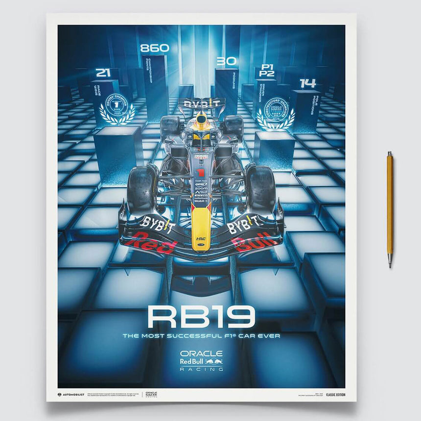 Automobilist Red Bull Racing RB19 Most Successful F1 Car Ever 2023 Print Poster