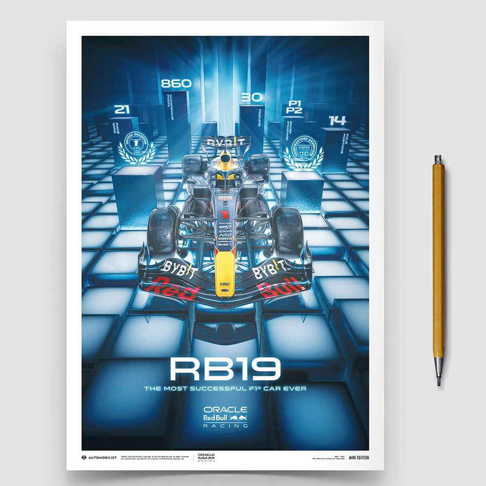 Automobilist Red Bull Racing RB19 Most Successful F1 Car Ever 2023 Print Poster