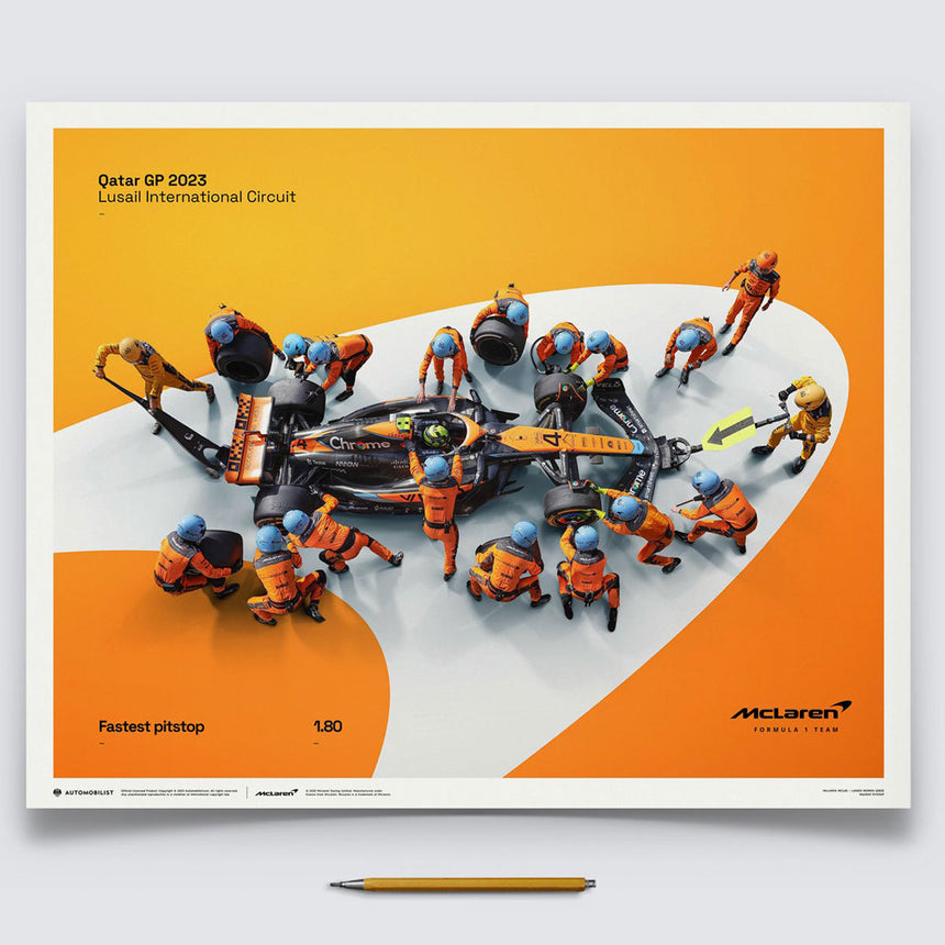 Automobilist McLaren F1 Team 1.80 Second Fastest Pit Stop 2023 Print Poster