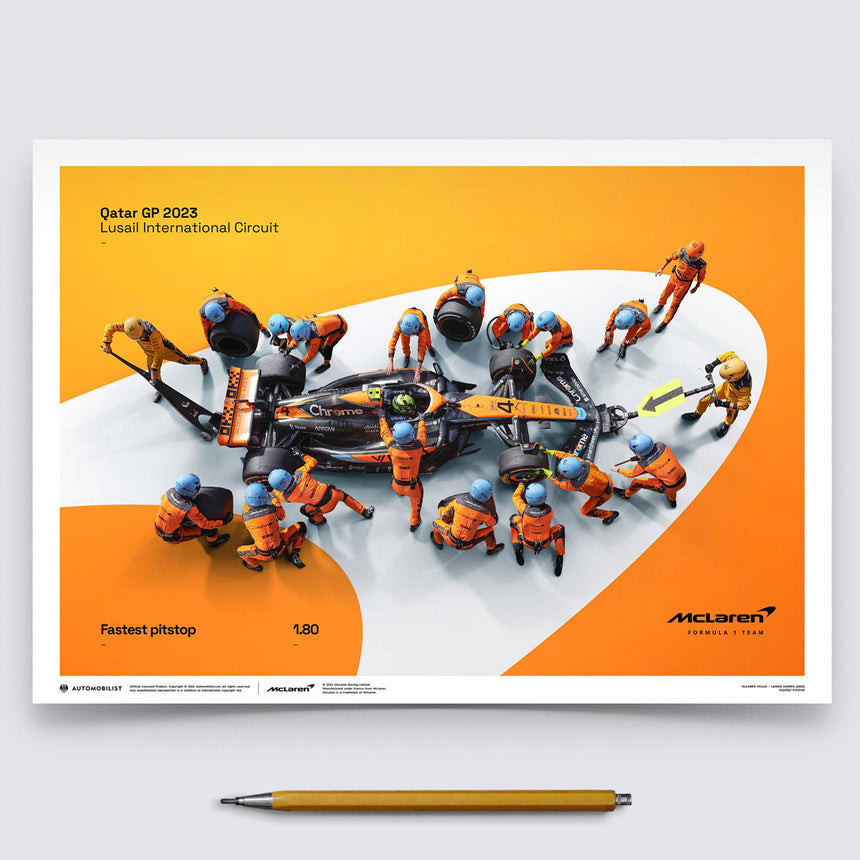 Automobilist McLaren F1 Team 1.80 Second Fastest Pit Stop 2023 Print Poster