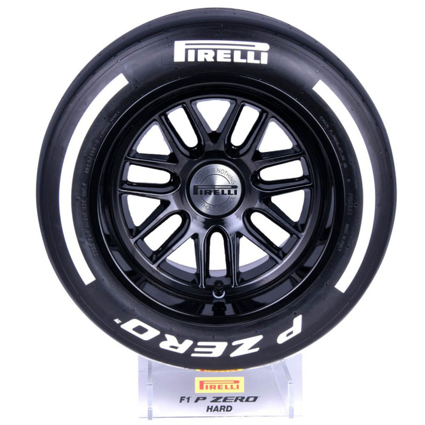 Pirelli 1:2 Scale Hard Compound White Pole Position Tire & Clear Display Plinth