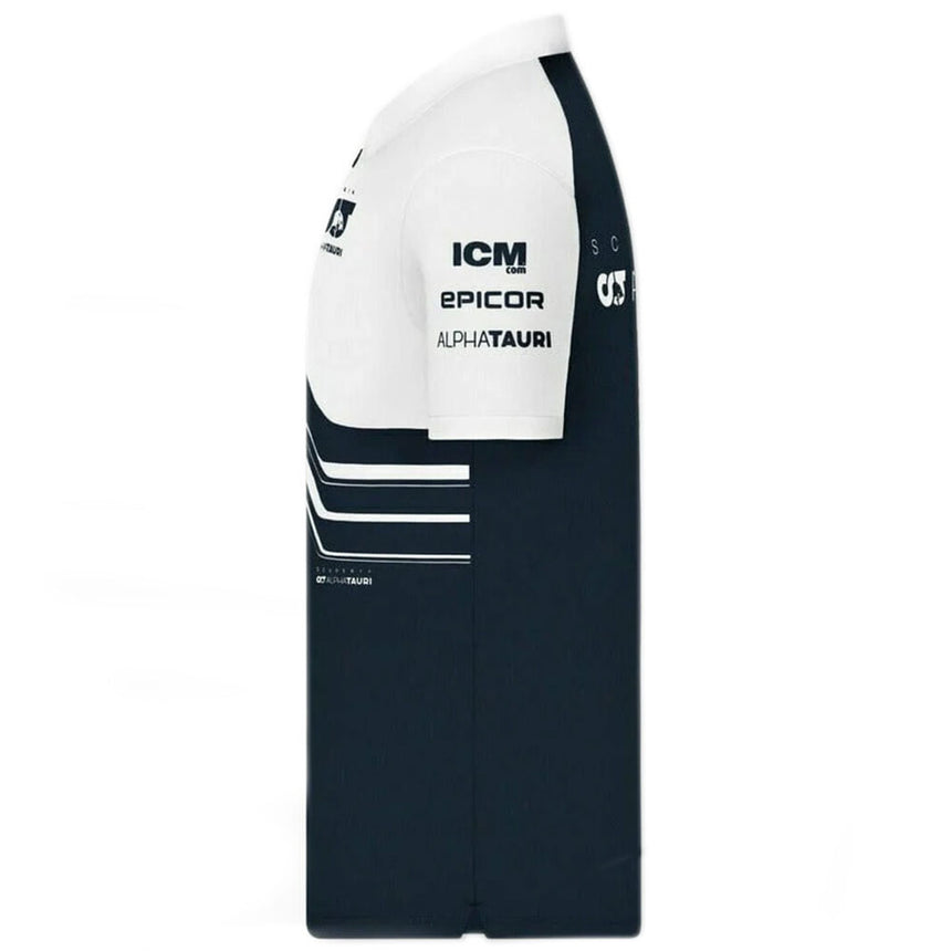 Scuderia AlphaTauri F1 Team White/Navy Drivers Zip Polo Tee Shirt
