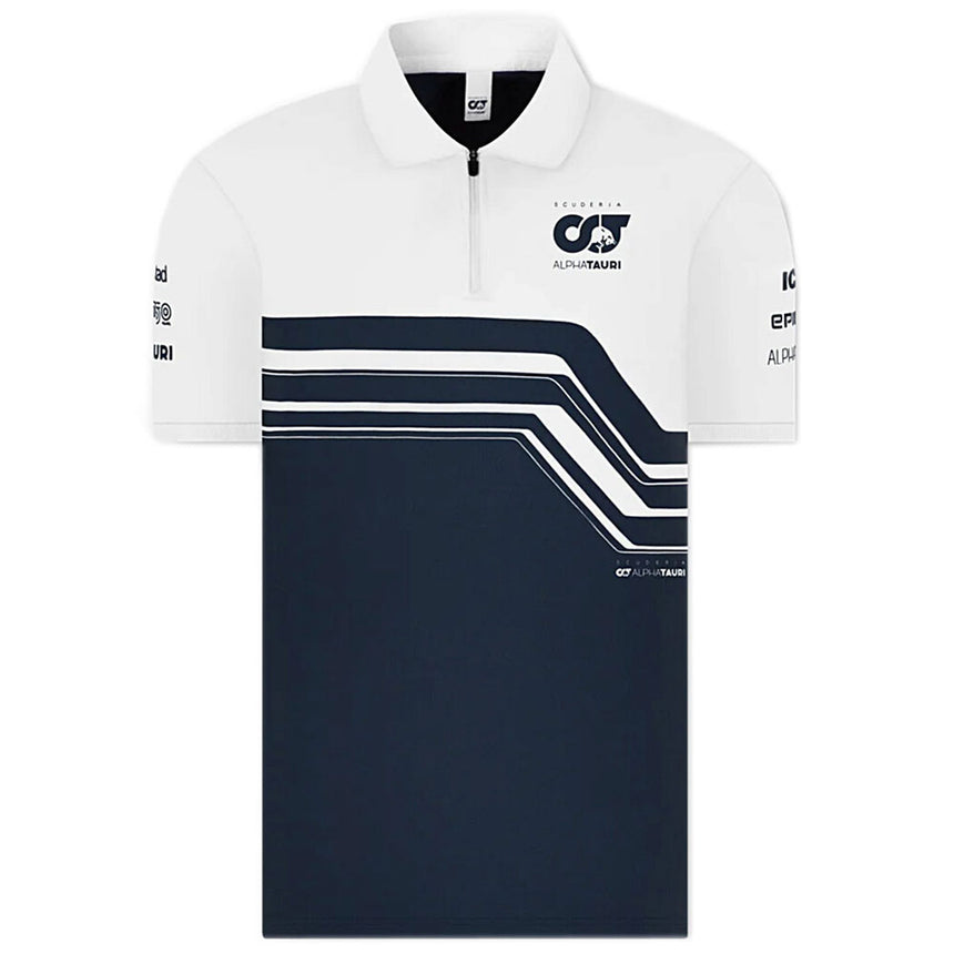 Scuderia AlphaTauri F1 Team White/Navy Drivers Zip Polo Tee Shirt