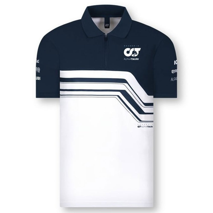Scuderia AlphaTauri F1 Team Navy/White Drivers Zip Polo Tee Shirt