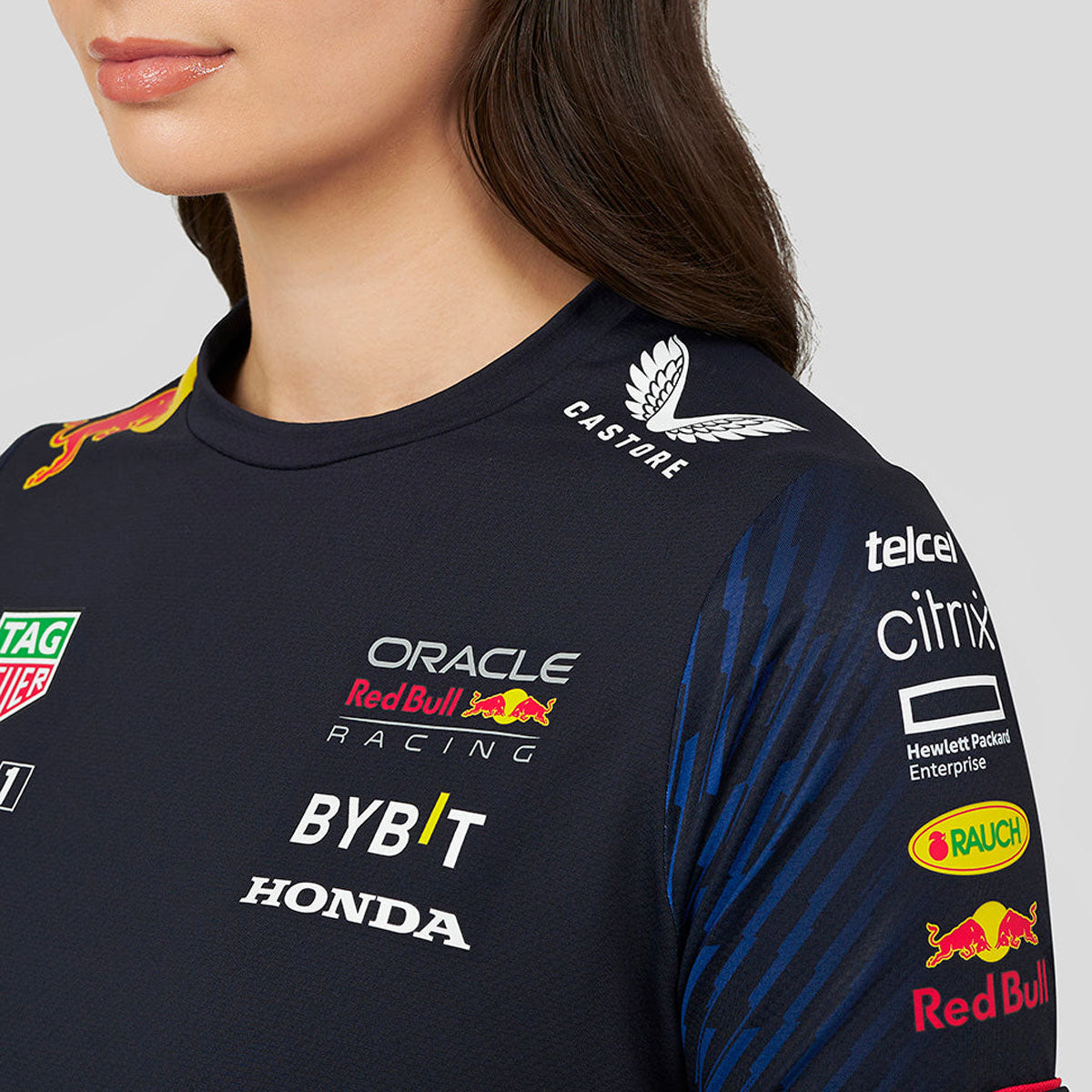 Red Bull Oracle Racing Ladies Night Sky Navy Team Set Up Tee Shirt