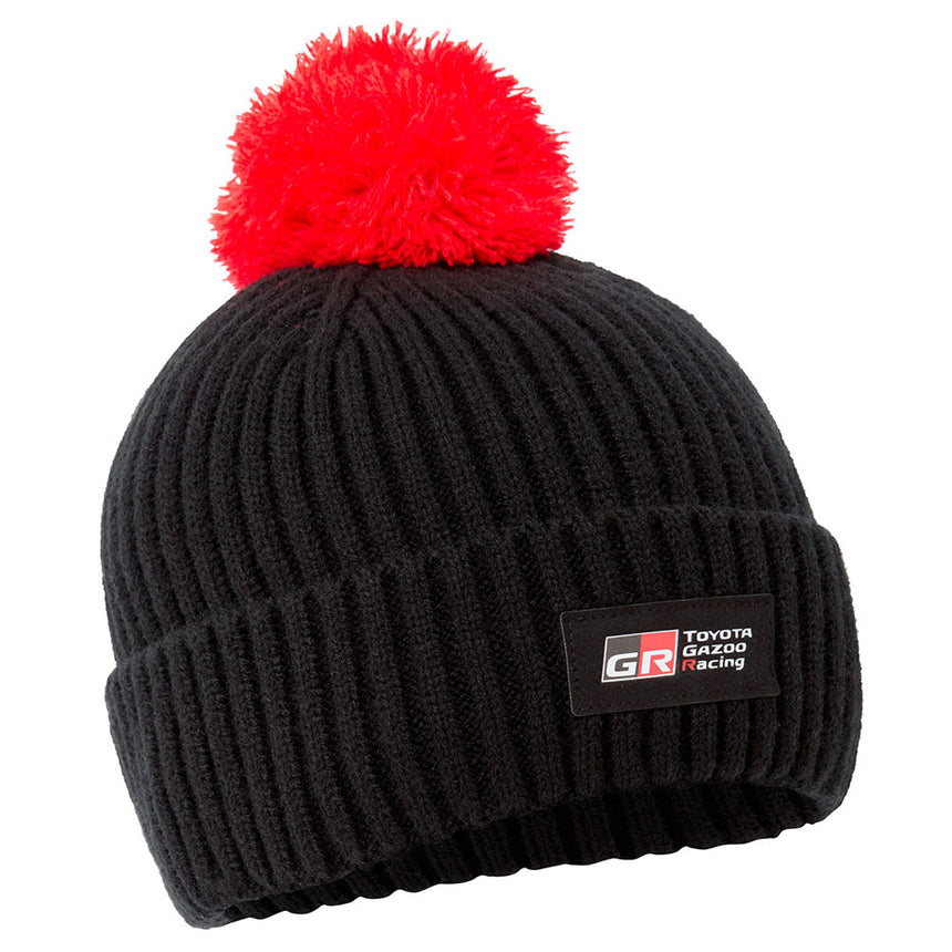 Toyota Gazoo Racing GR Logo Black Knitted Red Bobble Hat