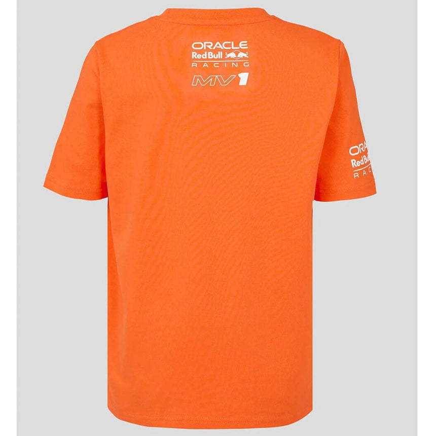 Red Bull Oracle Racing F1 Team Kids Orange MV1 Max Verstappen Tee Shirt
