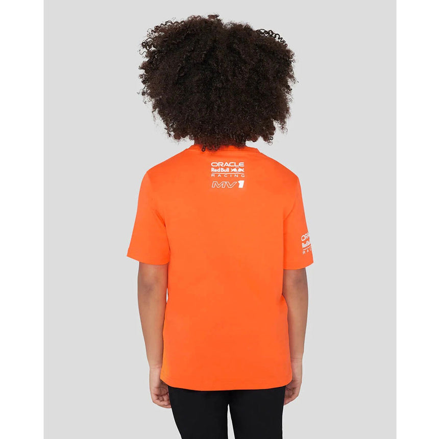 Red Bull Oracle Racing F1 Team Kids Orange MV1 Max Verstappen Tee Shirt