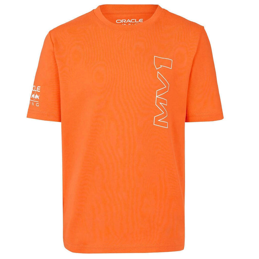 Red Bull Oracle Racing F1 Team Kids Orange MV1 Max Verstappen Tee Shirt
